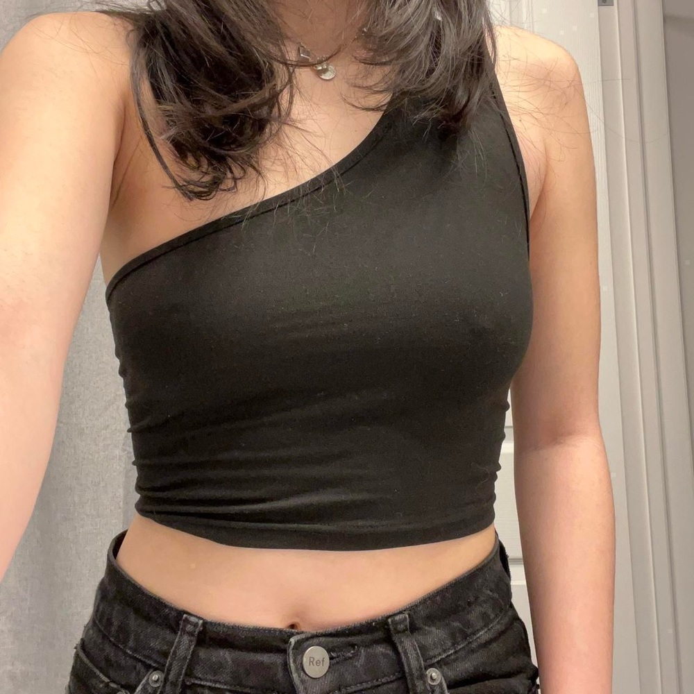 Shein One Shoulder Lace Up Top